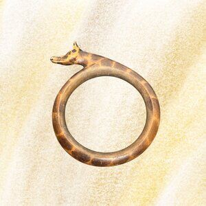 Wooden Giraffe Animal Bangle Fashion Jewelry - 2.5" Wrist Bracelet